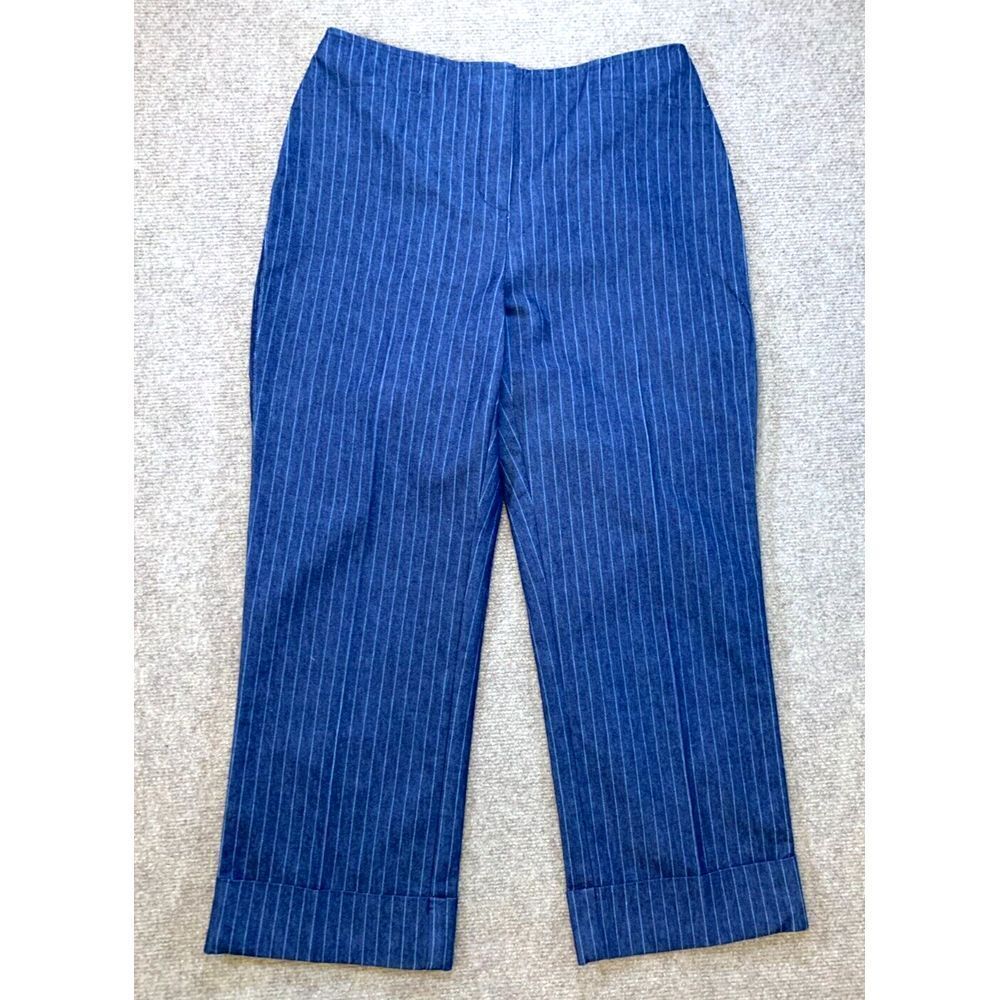 Mossimo Chambray Cropped Pants Womens 6 Blue Striped Stretch Denim